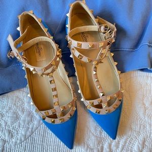 Valentino Caged Rockstud Flats • Size 39 • Electric blue